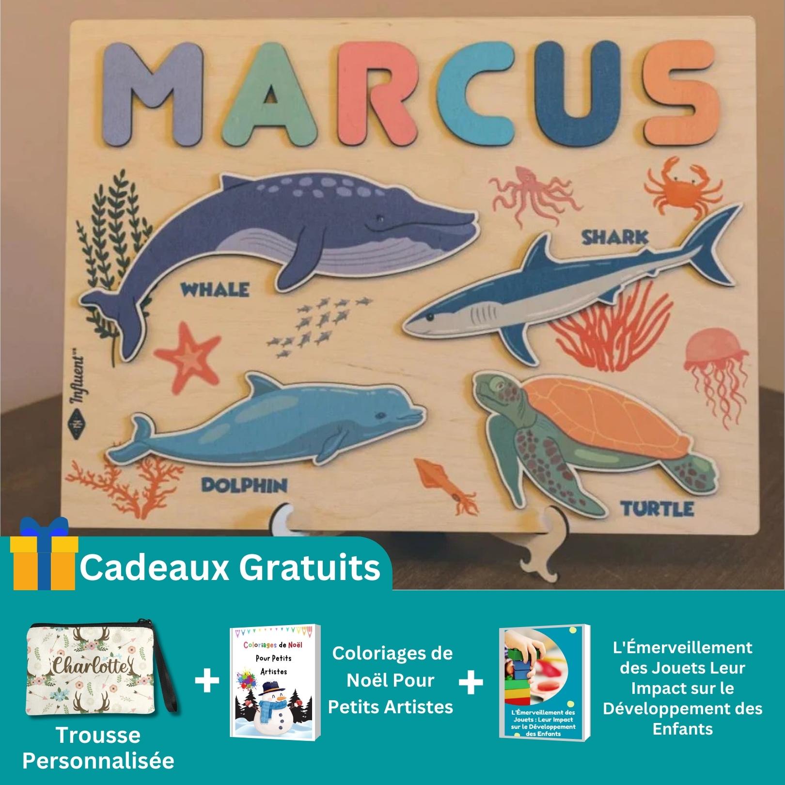 Puzzle en Bois Prénom Personnalisé – Éveil Sensoriel, Bois Éco-Responsable, +9 Mois, Cadeau Unique | NamePuzzle by TrioNest™