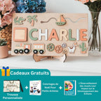 Puzzle en Bois Prénom Personnalisé – Éveil Sensoriel, Bois Éco-Responsable, +9 Mois, Cadeau Unique | NamePuzzle by TrioNest™