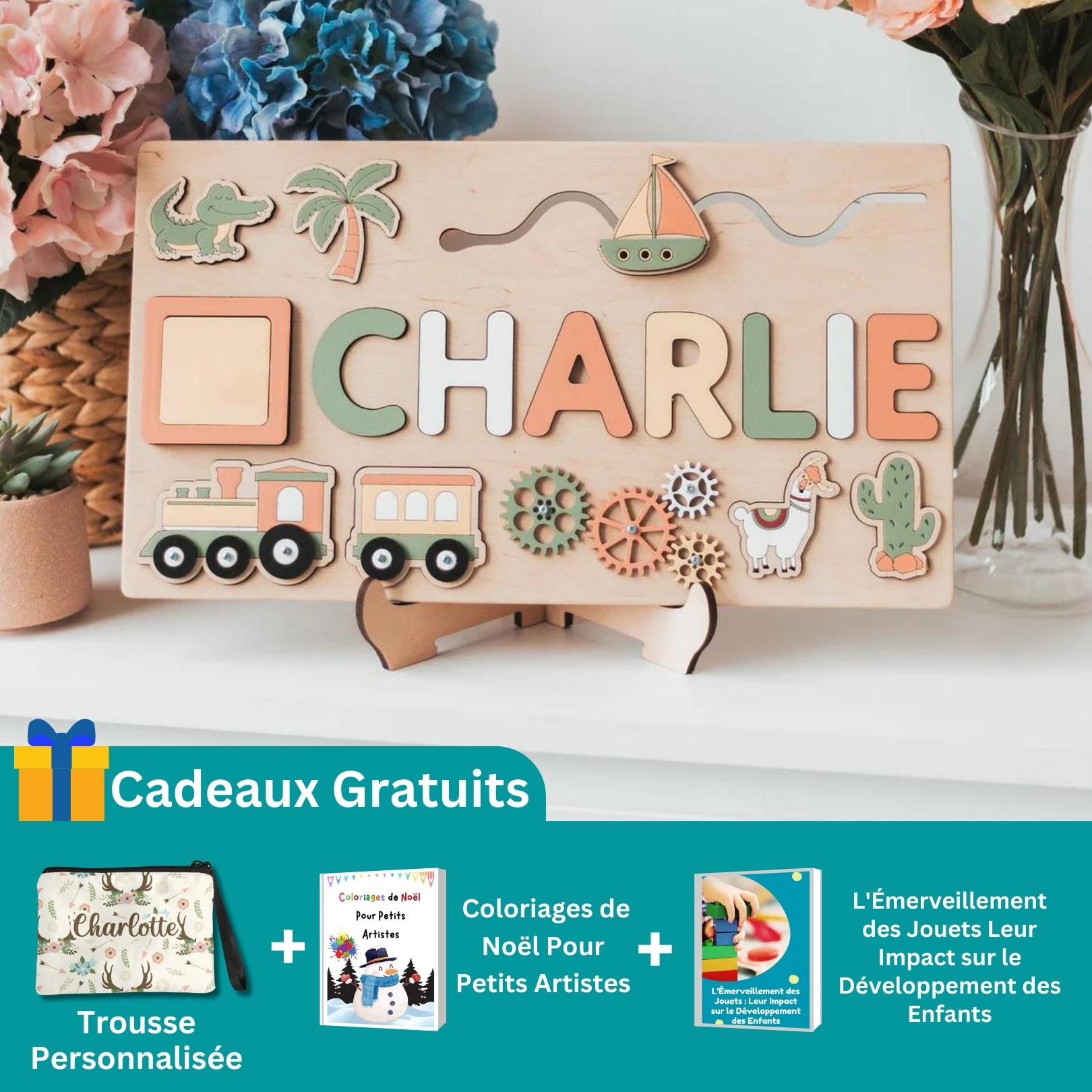 Puzzle en Bois Prénom Personnalisé – Éveil Sensoriel, Bois Éco-Responsable, +9 Mois, Cadeau Unique | NamePuzzle by TrioNest™