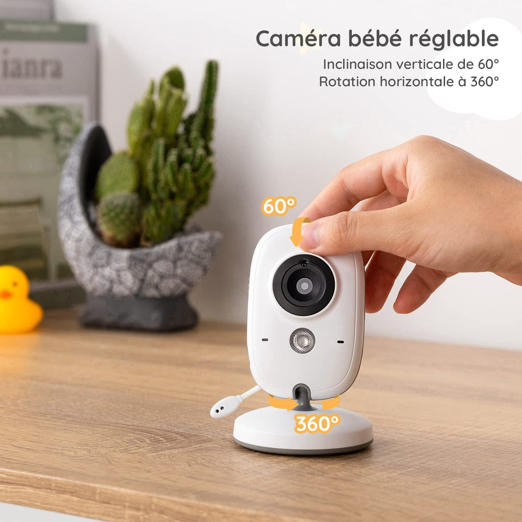 Moniteur Vidéo Bébé Vision Nocturne VOX Interphone Température Berceuses – TrioNest™