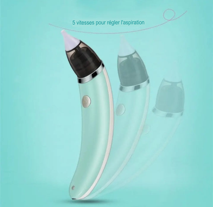 Mouche Bébé Électrique – 5 Niveaux d'Aspiration, Silicone FDA, Silencieux, 0-6 Ans, Compact 20cm | TrioNest™