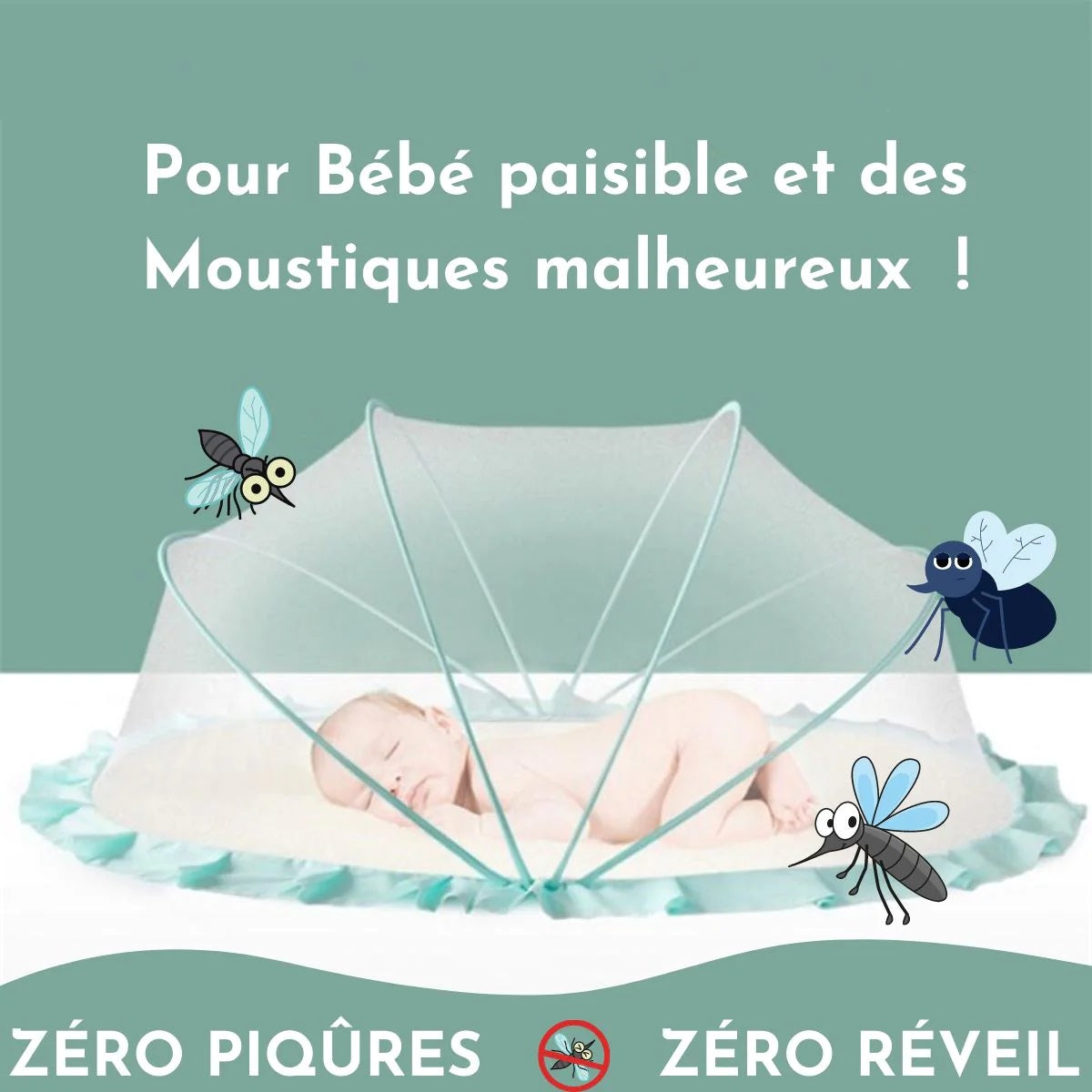 Moustiquaire Lit Bébé Maille Serrée Face Opaque Pliable 2 sec 6 Modèles – TrioNest™