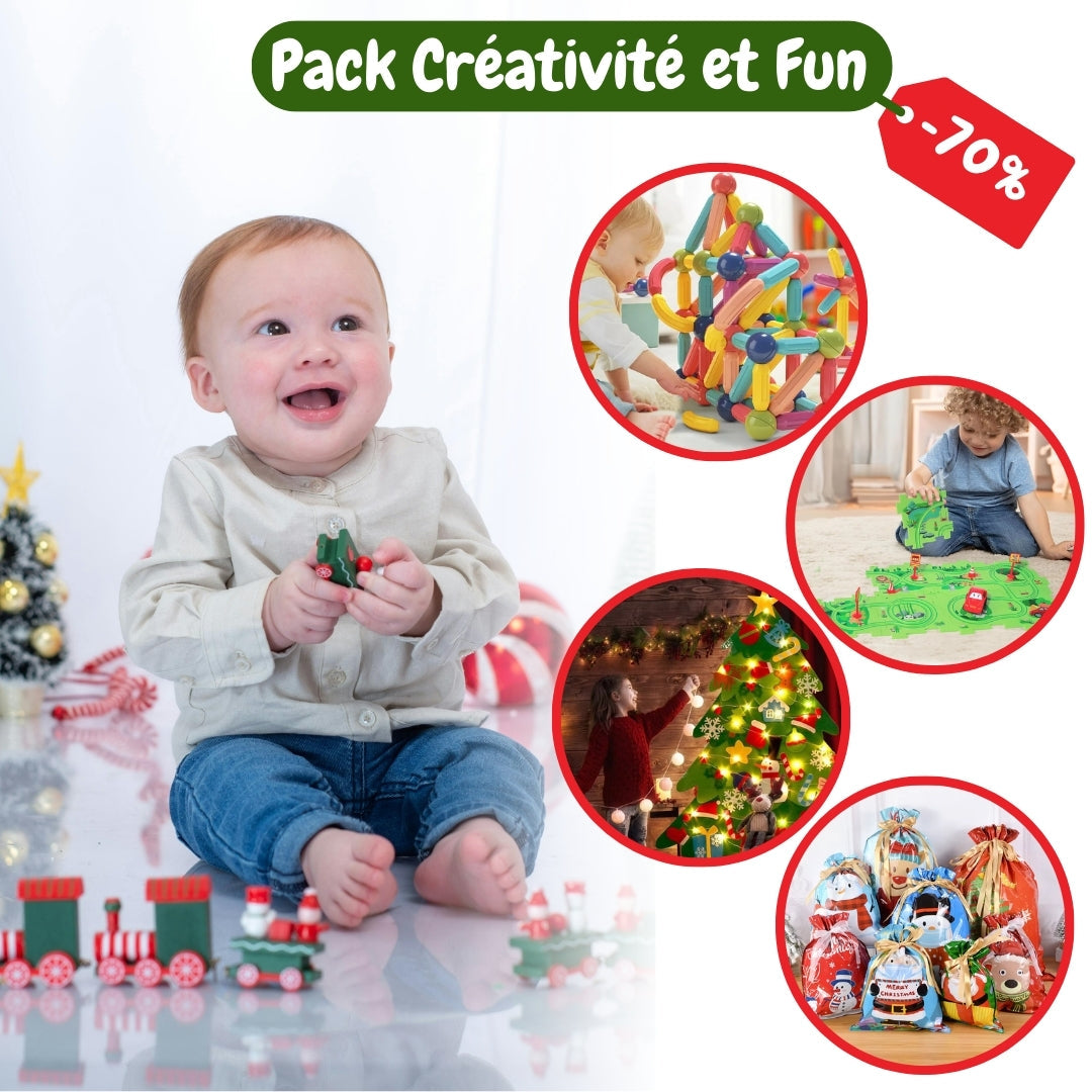 Pack Créativité MAGNETICBUILD + Piste Puzzle + Sapin Montessori – TrioNest™