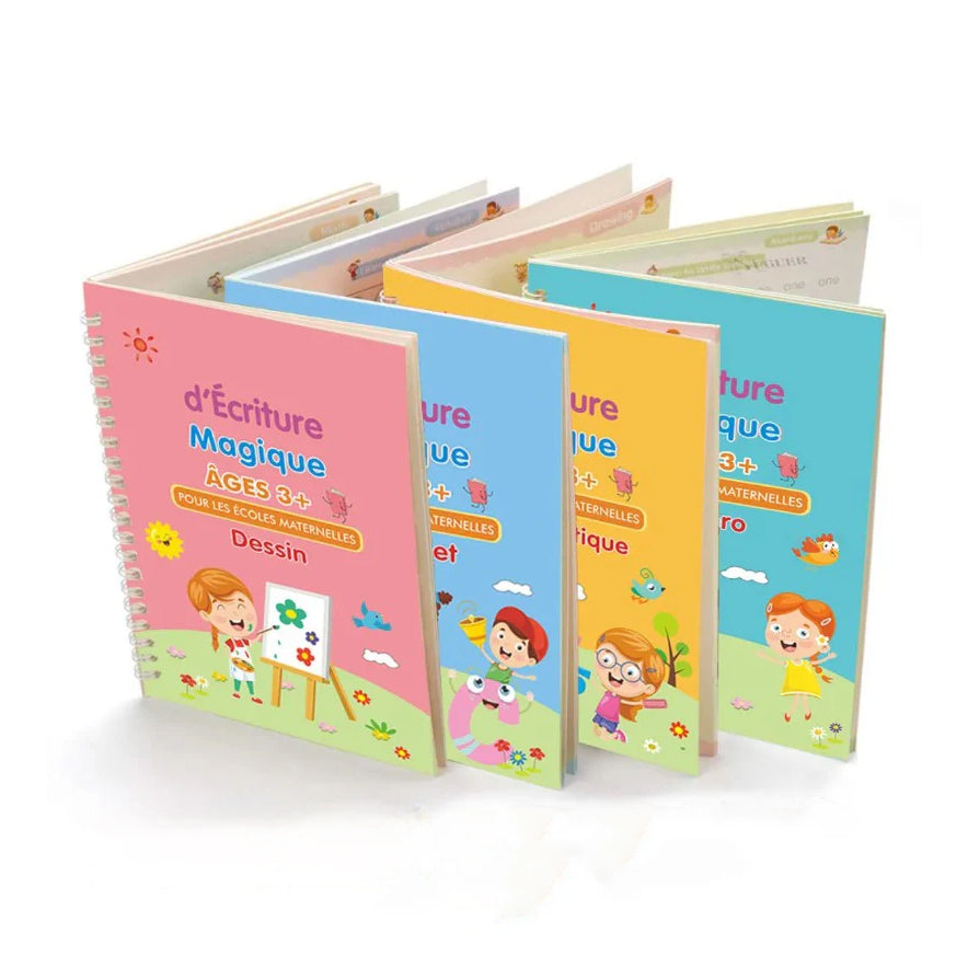 Cahier d'Écriture Magique Réutilisable MagicWrite – 4 Cahiers, Stylo Encre Magique | TrioNest™ mon adorable bebe
