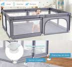 Parc Bébé Pliable 180x150cm – Tapis Amovible, Maille Respirante, Vision 360°, 50 Balles Incluses | TrioNest™