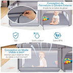 Parc Bébé Pliable 180x150cm – Tapis Amovible, Maille Respirante, Vision 360°, 50 Balles Incluses | TrioNest™