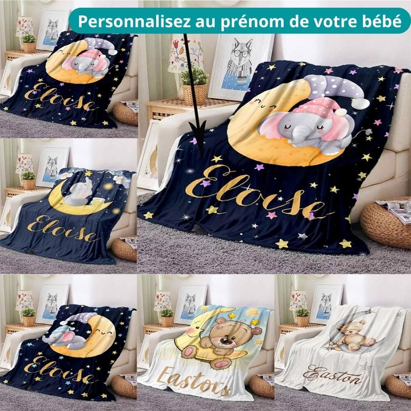 Couverture Plaid Bébé avec Prénom Personnalisé – Douce, Lavable Machine, Multi-Usage | TrioNest™
