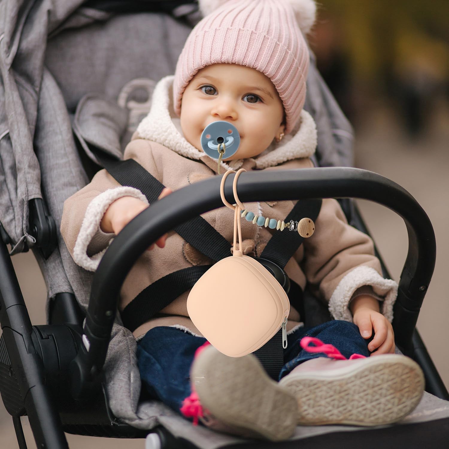 Porte-Tétine Fermeture Éclair Bébé – Non Toxique, Étanche, Recyclable, Multicolore | TrioNest™