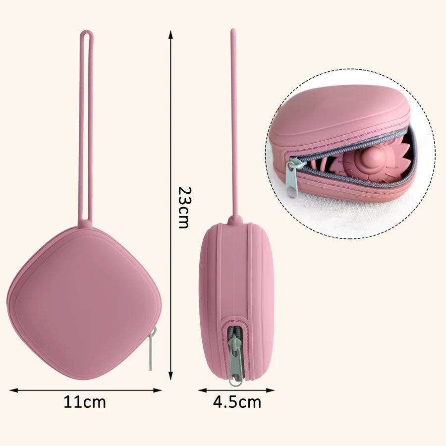 Porte-Tétine Fermeture Éclair Bébé – Non Toxique, Étanche, Recyclable, Multicolore | TrioNest™