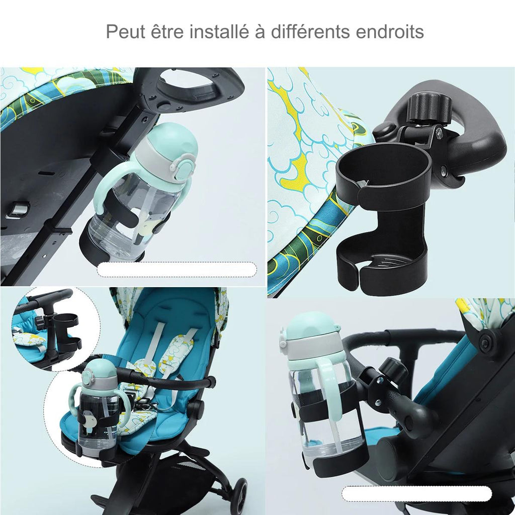 Porte-Gobelet pour Poussette | TrioNest™ – ABS Haute Qualité, Pince Amovible, Universel, 2 Modèles