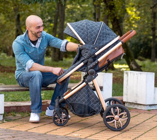 Poussette 3 en 1 Bébé – Siège Pivotant, Suspension 4 Roues, CE & NF, 15 kg, 0-3 Ans | TrioNest™