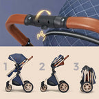 Poussette 3 en 1 Bébé – Siège Pivotant, Suspension 4 Roues, CE & NF, 15 kg, 0-3 Ans | TrioNest™