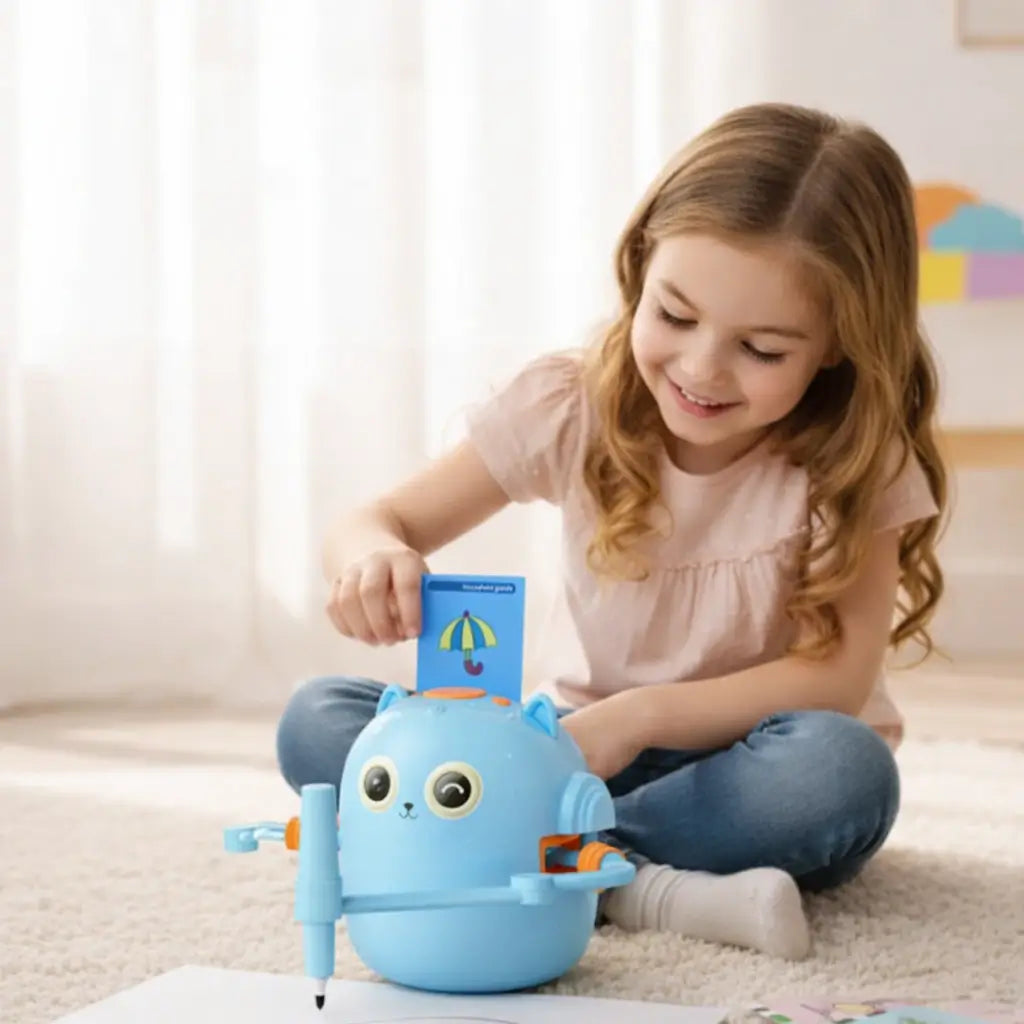 Robot Dessinateur Intelligent 100 Cartes Rechargeable Sans Écran Dès 5 Ans DRAWBOT – TrioNest™