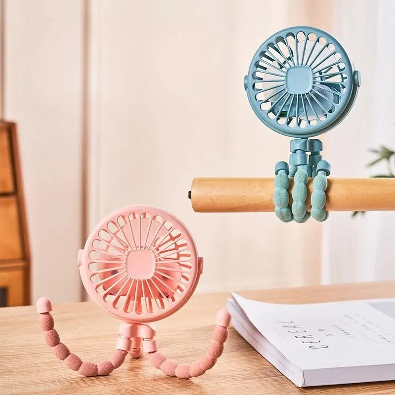 Multifunktionaler Kinderwagen für Studenten, tragbar, wiederaufladbar über USB, Lithium-Akku, Mini-Oktopus-Ventilator