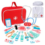 Kit de Médecin pour Enfants – Stéthoscope, Outils Dentaires, Boîte Bois & Sac Tissu, Jeux de Rôle | DoctorKit by TrioNest™