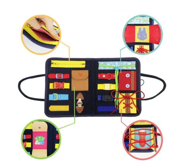 Tableau Sensoriel Montessori TrioNest™ SENSORIA™ | 10 Mini-Jeux, Motricité Fine, Anti-Stress | 6 Mois - 8 Ans | 9 Modèles
