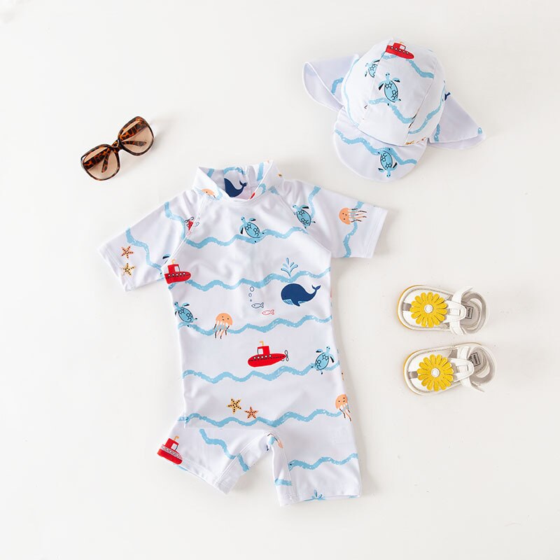 Combinaison Anti-UV Bébé TrioNest™ SUNGUARD™ | UPF 50+ | Motifs Animaux Garçon & Fille | 1-7 Ans