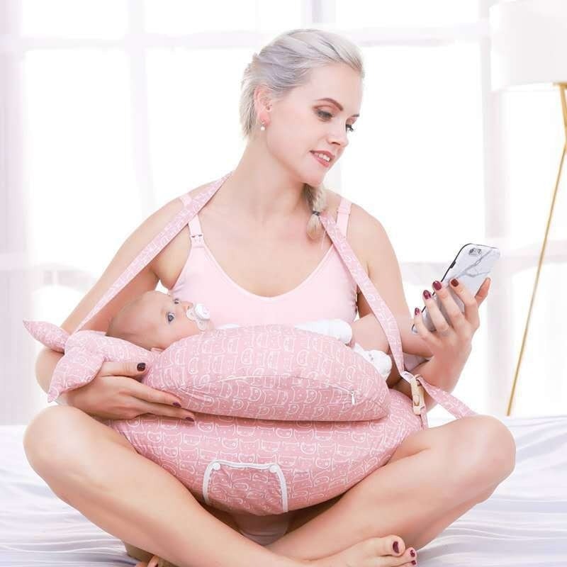 Coussin d'Allaitement Portable Motif Animaux – Soutien Bras & Dos, Anti-Nuque Plate, Mains Libres | TrioNest™