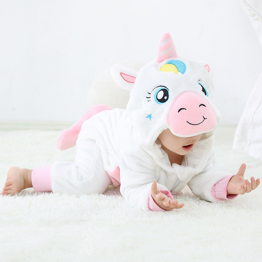 Barboteuse Bébé À Capuche Motifs Animaux – ONE-ZIP Double Curseur, Coton PP, Automne/Hiver/Printemps | AnimalHood by TrioNest™ mon adorable bebe
