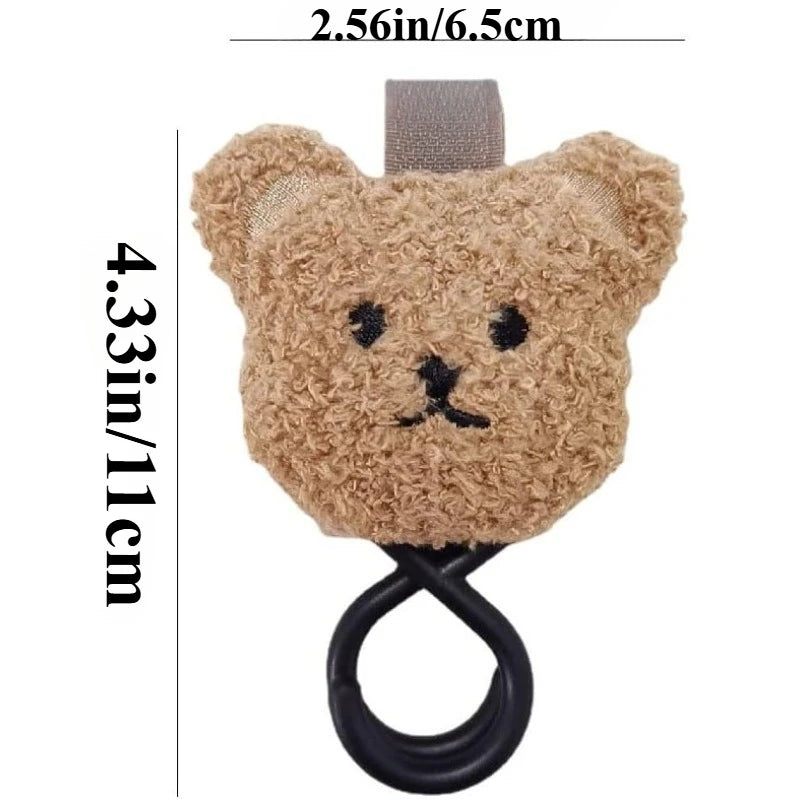 Kinderwagenhaken Baby, niedlicher Plüschtier-Teddybär, robuste Universalhalterung und Gurt, Kinderwagen-Accessoires für Mama