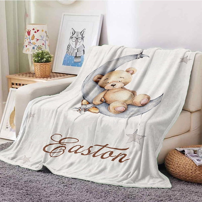 Couverture Plaid Bébé avec Prénom Personnalisé – Douce, Lavable Machine, Multi-Usage | TrioNest™