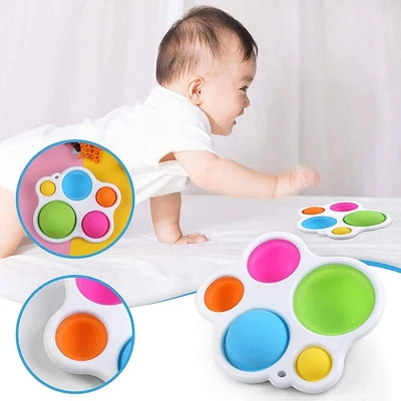 Jouet Sensoriel à Bulles de Poussée Montessori – 5 Bulles Silicone, Motricité Fine | TrioNest™