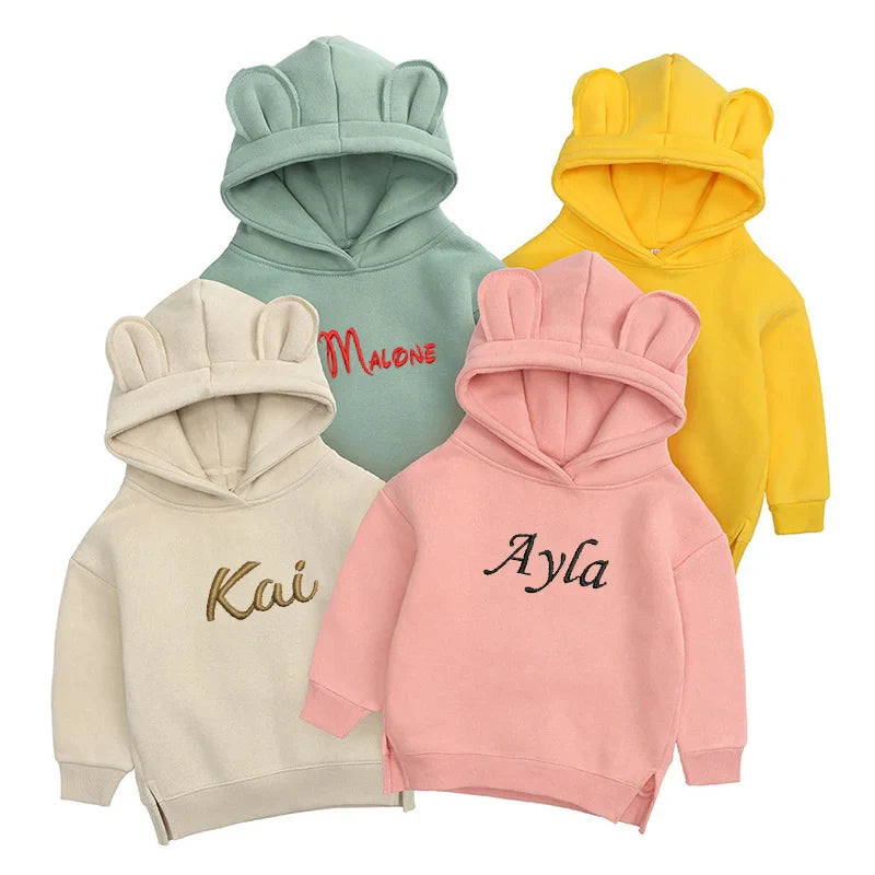 Sweat à Capuche Brodé Personnalisé Enfants KidsCraft – Prénom, Doux, Résistant Lavage | TrioNest™