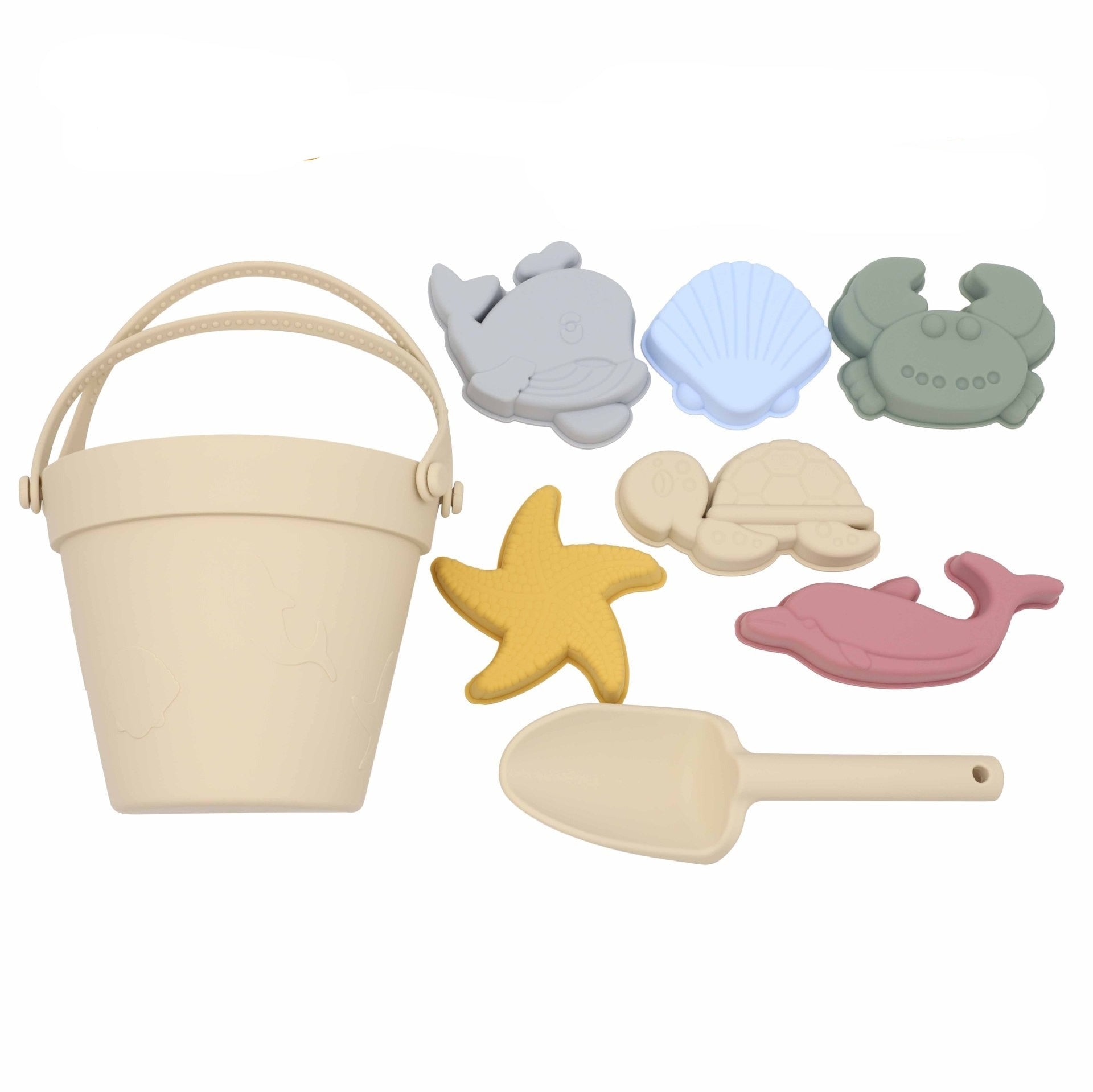 Jouets de Seau de Plage pour Enfants – Silicone, 6 Moules 3D Océan, Pliable | TrioNest™