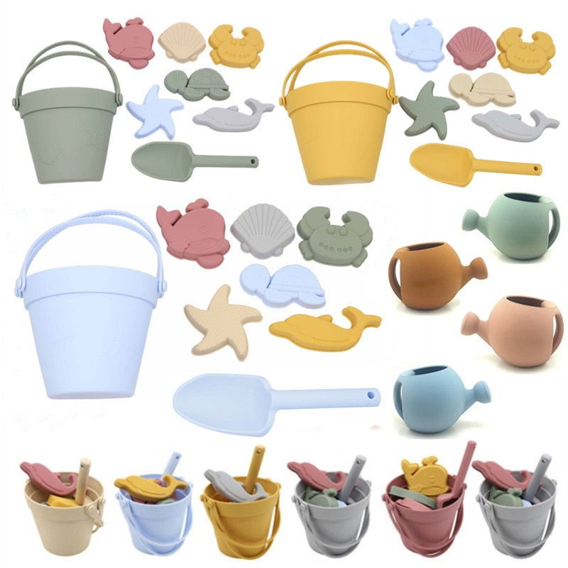 Jouets de Seau de Plage pour Enfants – Silicone, 6 Moules 3D Océan, Pliable | TrioNest™