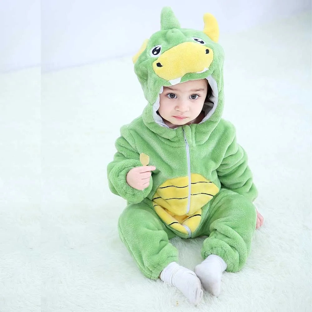 Barboteuse Bébé À Capuche Motifs Animaux – ONE-ZIP Double Curseur, Coton PP, Automne/Hiver/Printemps | AnimalHood by TrioNest™ mon adorable bebe