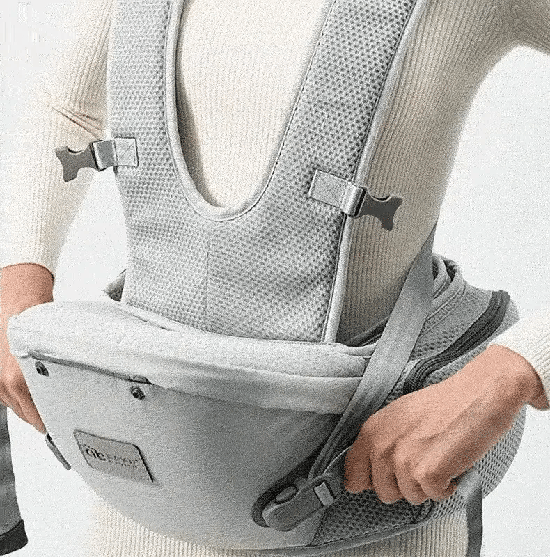 Porte-Bébé Physiologique avec Tabouret - Soutien Lombaire & Assise 30° - Confort Ergonomique 6-en-1 | TrioNest Air-Comfort