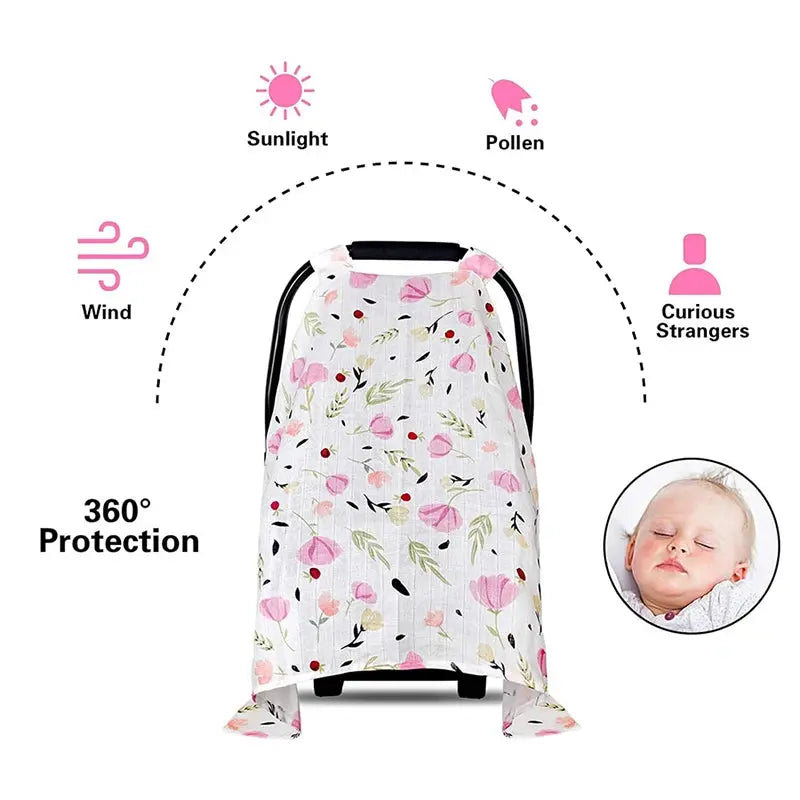 Couverture Pare-Soleil en Mousseline pour Bébé – Housse Poussette & Siège Auto TrioNest™