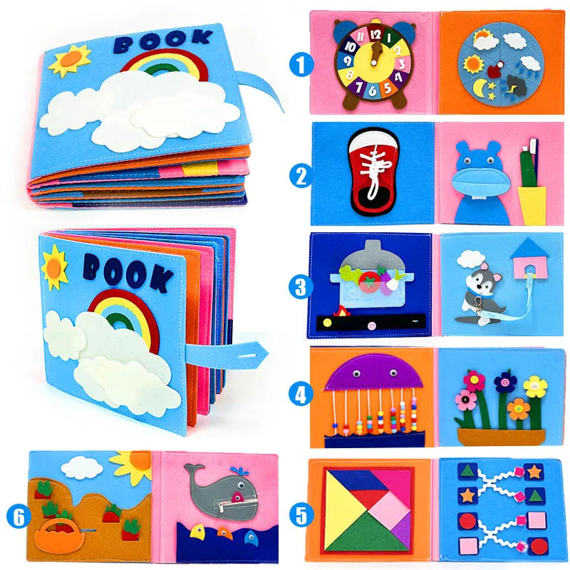 Livre en Tissu 3D Montessori – Figurines Interactives, Jeux de Rôle, 0-6 Ans | TrioNest™