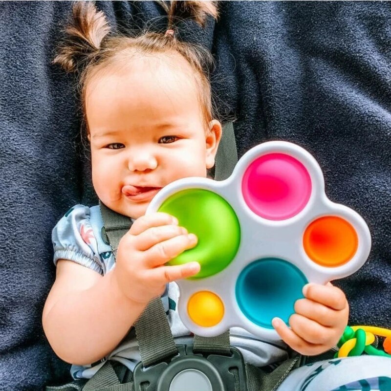Jouet Sensoriel à Bulles de Poussée Montessori – 5 Bulles Silicone, Motricité Fine | TrioNest™