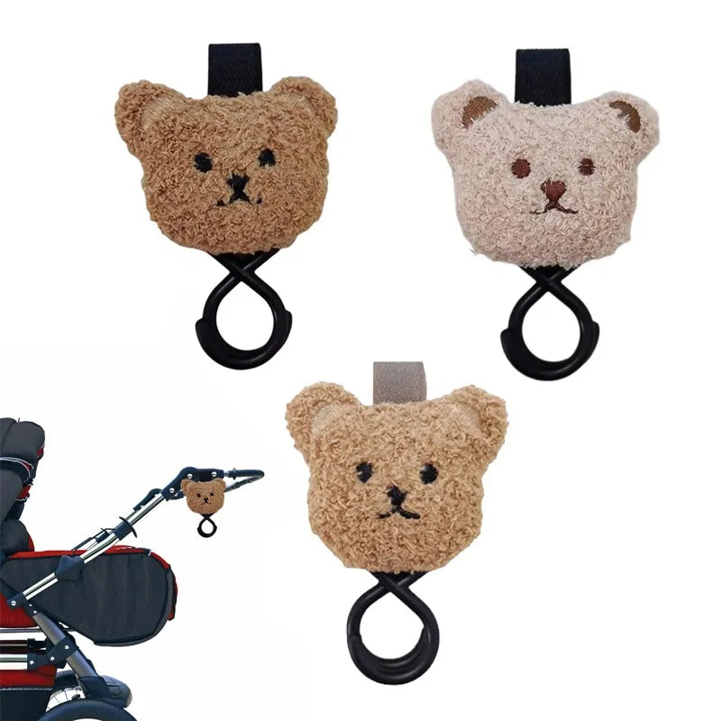 Kinderwagenhaken Baby, niedlicher Plüschtier-Teddybär, robuste Universalhalterung und Gurt, Kinderwagen-Accessoires für Mama