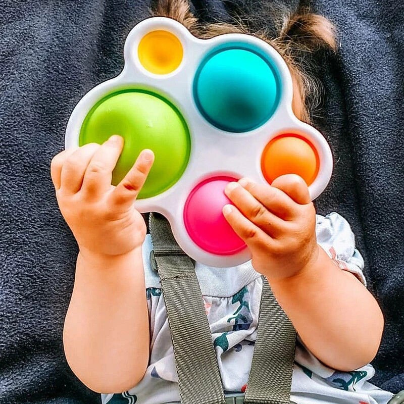 Jouet Sensoriel à Bulles de Poussée Montessori – 5 Bulles Silicone, Motricité Fine | TrioNest™