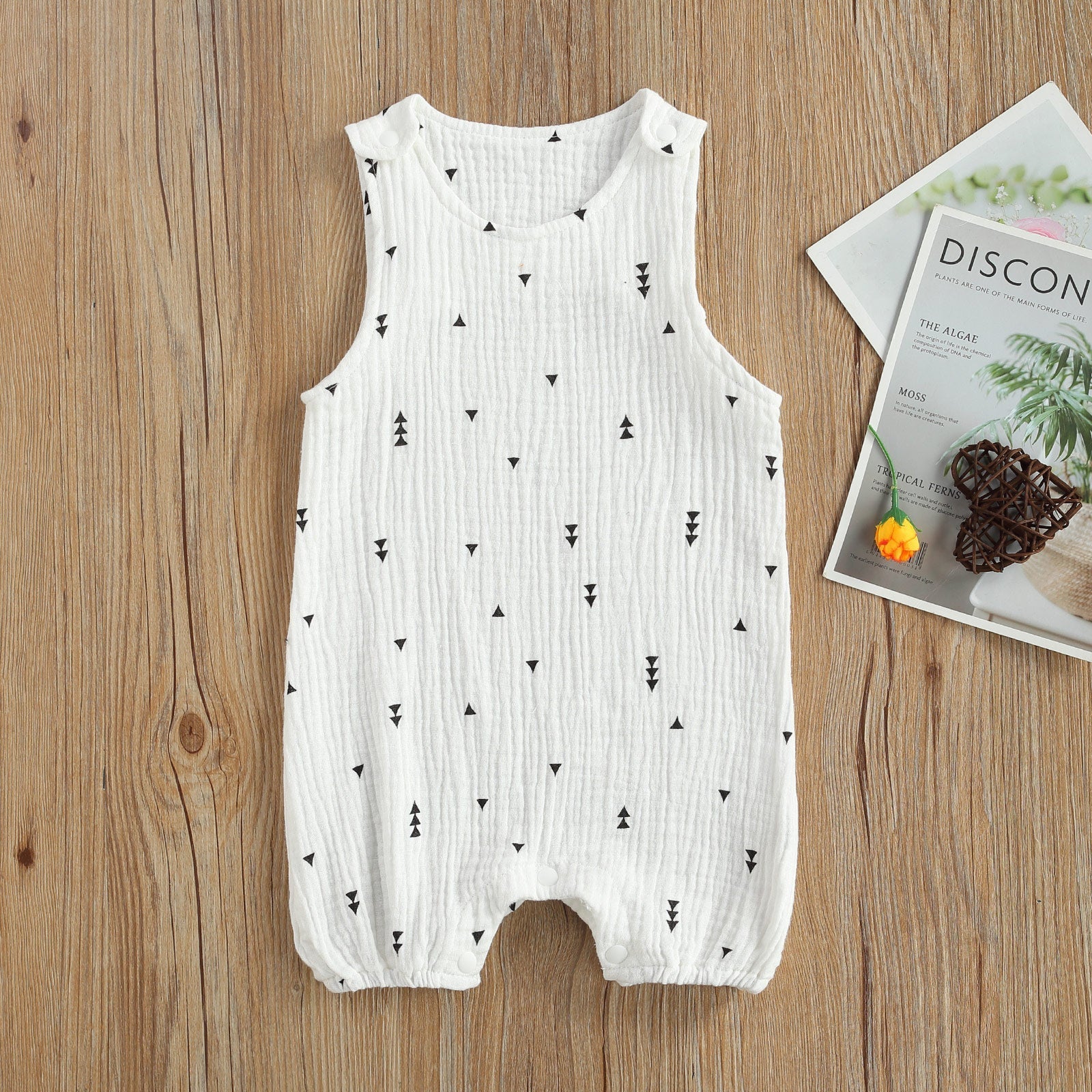 Barboteuse Bébé Sans Manches à Motifs – Coton & Lin, Fermeture Pression, 0-24 Mois, Cadeau Naissance | PrintSnap by TrioNest™ mon adorable bebe