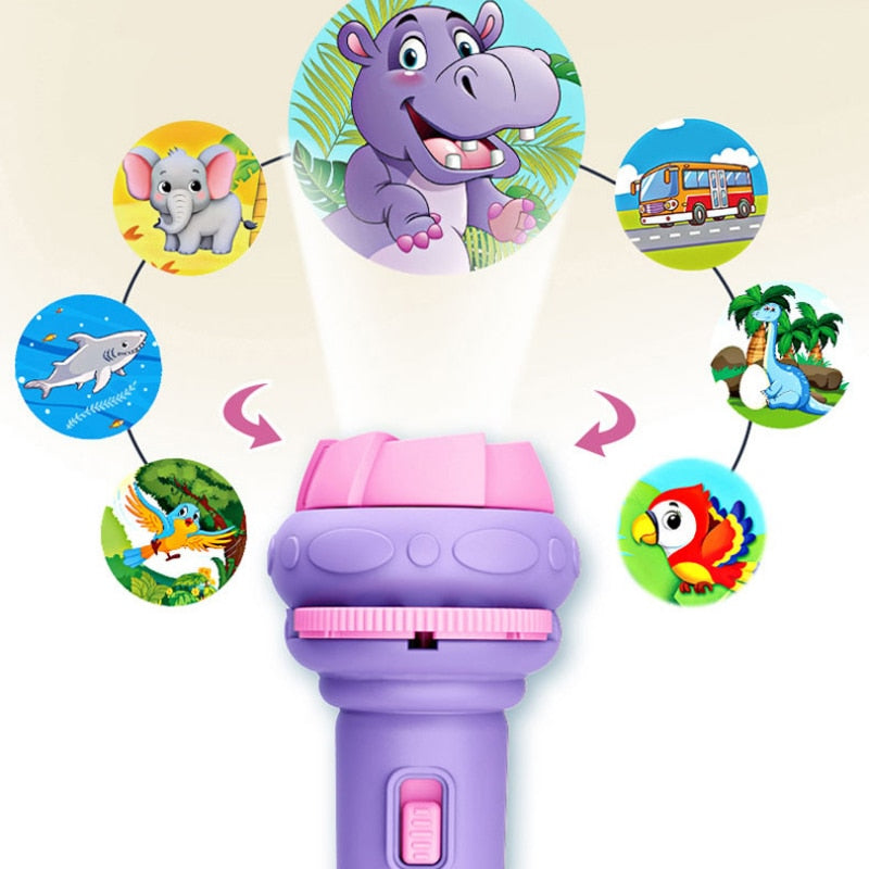 Projecteur Lampe de Poche Enfants – 4 Roues, 32 Images Animaux, Focale Réglable, Économique | TrioNest™