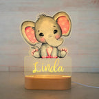 Veilleuse Bébé Personnalisée Motifs Animaux – Hologramme 3D, Socle Bois, USB | TrioNest™