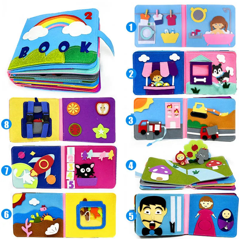 Livre en Tissu 3D Montessori – Figurines Interactives, Jeux de Rôle, 0-6 Ans | TrioNest™
