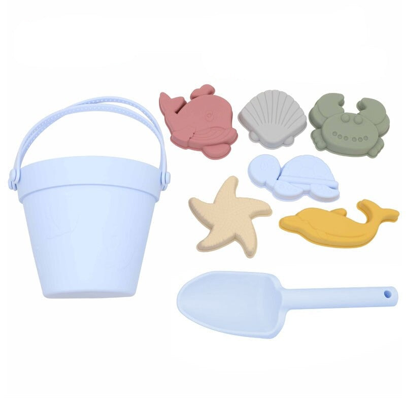 Jouets de Seau de Plage pour Enfants – Silicone, 6 Moules 3D Océan, Pliable | TrioNest™