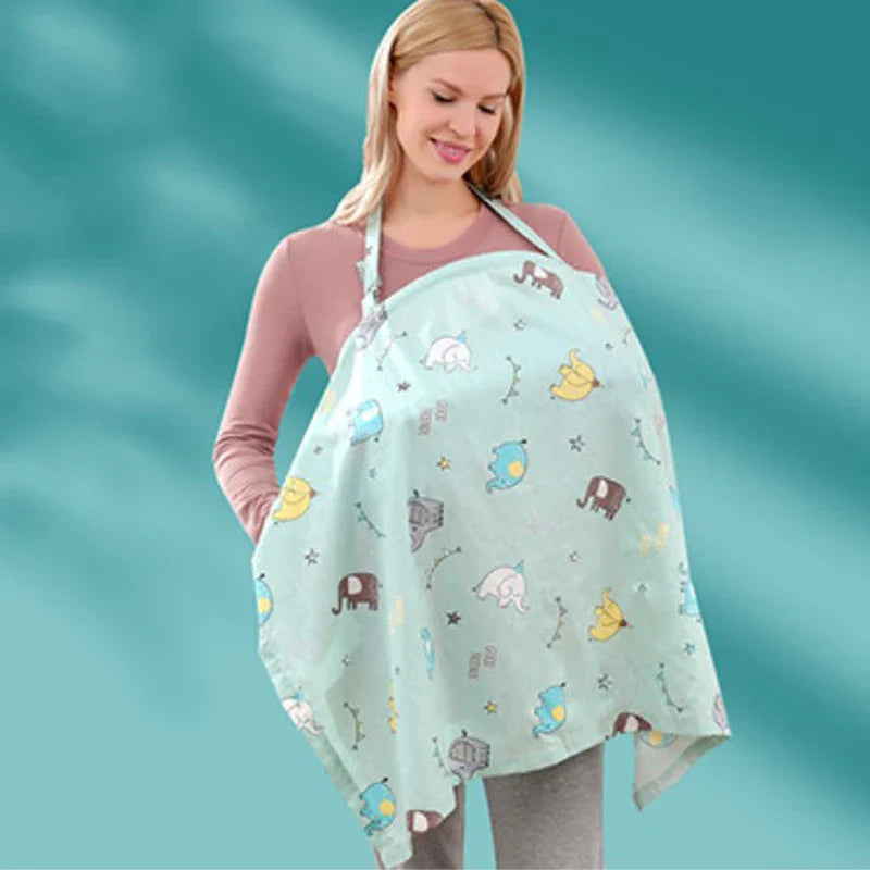 Couverture d'Allaitement Extérieure – Cape 100% Coton Respirant, Discrète en Public, Contact Visuel Bébé | TrioNest™