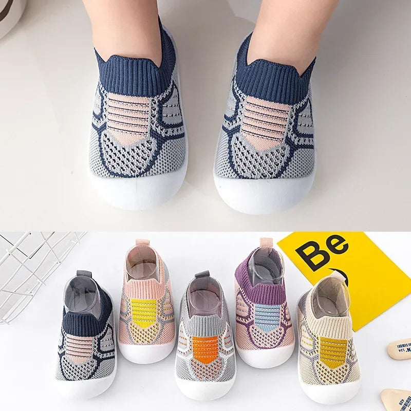 Chaussons Bébé Antidérapants SoftStep — Semelle Caoutchouc, Maille Respirante, Slip-On, 0-4 Ans | TrioNest™
