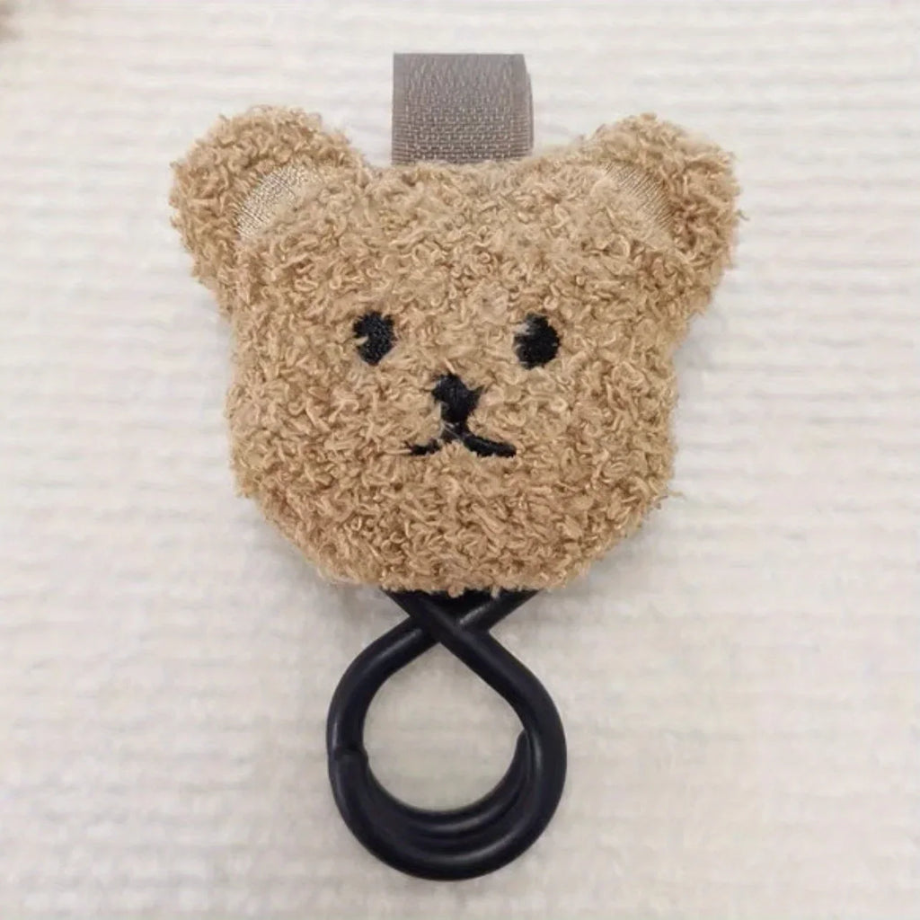 Kinderwagenhaken Baby, niedlicher Plüschtier-Teddybär, robuste Universalhalterung und Gurt, Kinderwagen-Accessoires für Mama