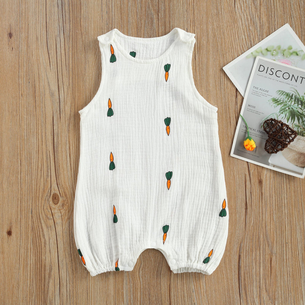 Barboteuse Bébé Sans Manches à Motifs – Coton & Lin, Fermeture Pression, 0-24 Mois, Cadeau Naissance | PrintSnap by TrioNest™ mon adorable bebe