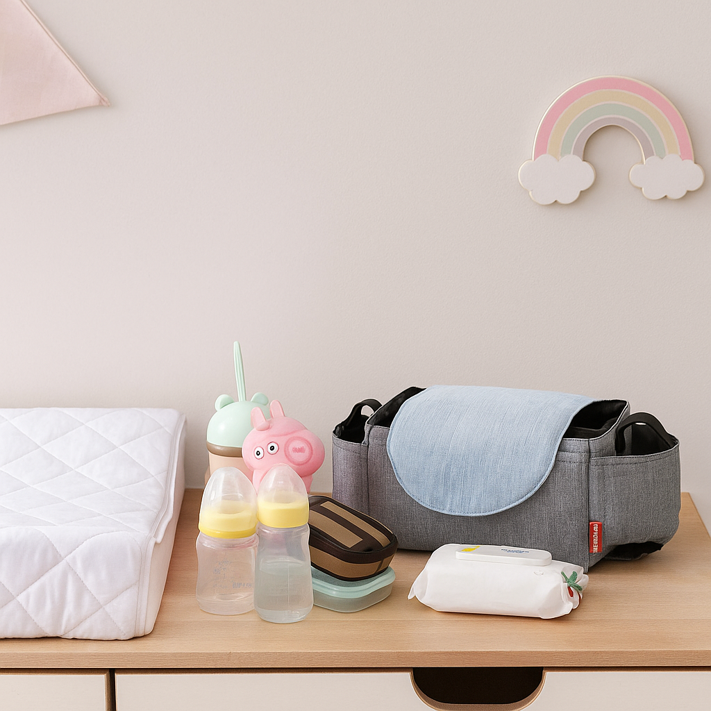 Sac à Langer Compact Anti-Pluie & Anti-Taches | TrioNest™ – Compatible Toutes Poussettes, 4 Coloris