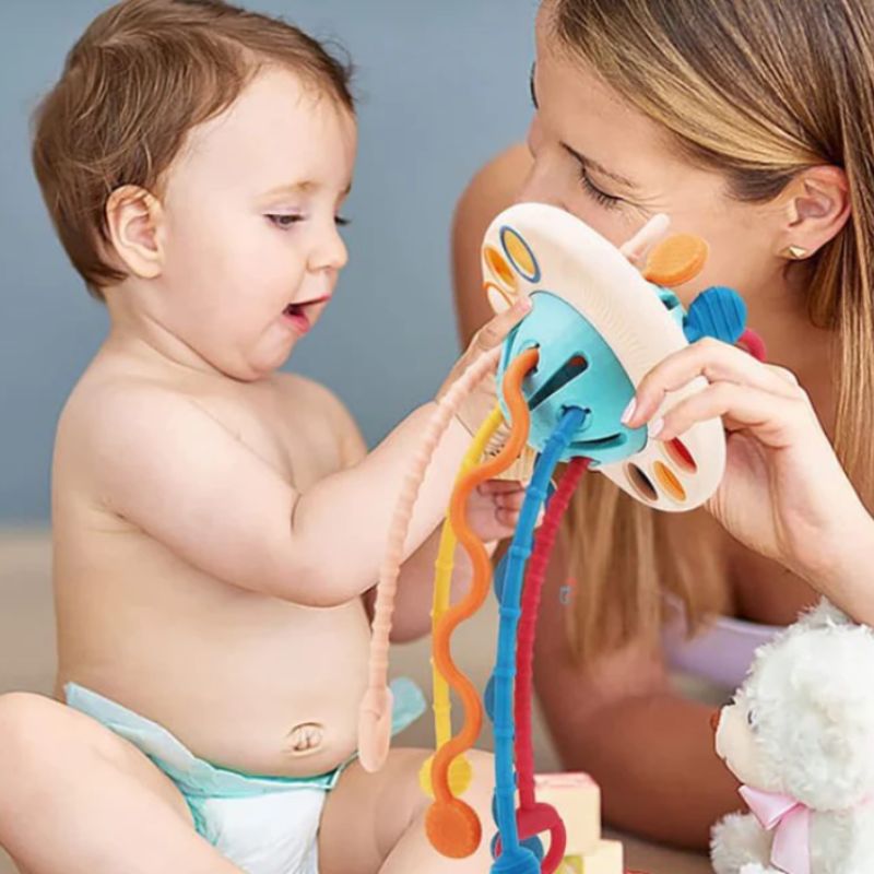 Jouet Sensoriel Montessori Bébé – Cordons Texturés, Dentition, Motricité Fine | TrioNest™