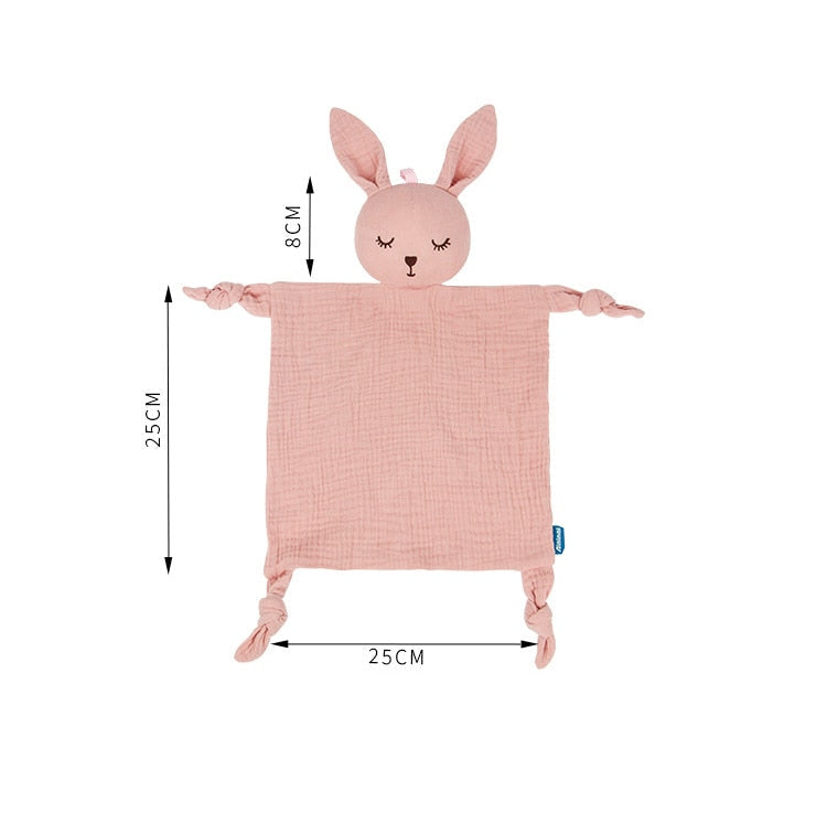 Doudou d'Apaisement Bébé CâlinNest™ – Peluche Motifs Animaux, Coton Bio Doux & Bavoir Intégré 0-12 Mois | TrioNest™