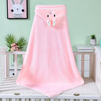 Cape de Bain Bébé à Motif d'Animaux – Polaire Corail, 80x80 cm, Lavable Machine | TrioNest™ mon adorable bebe