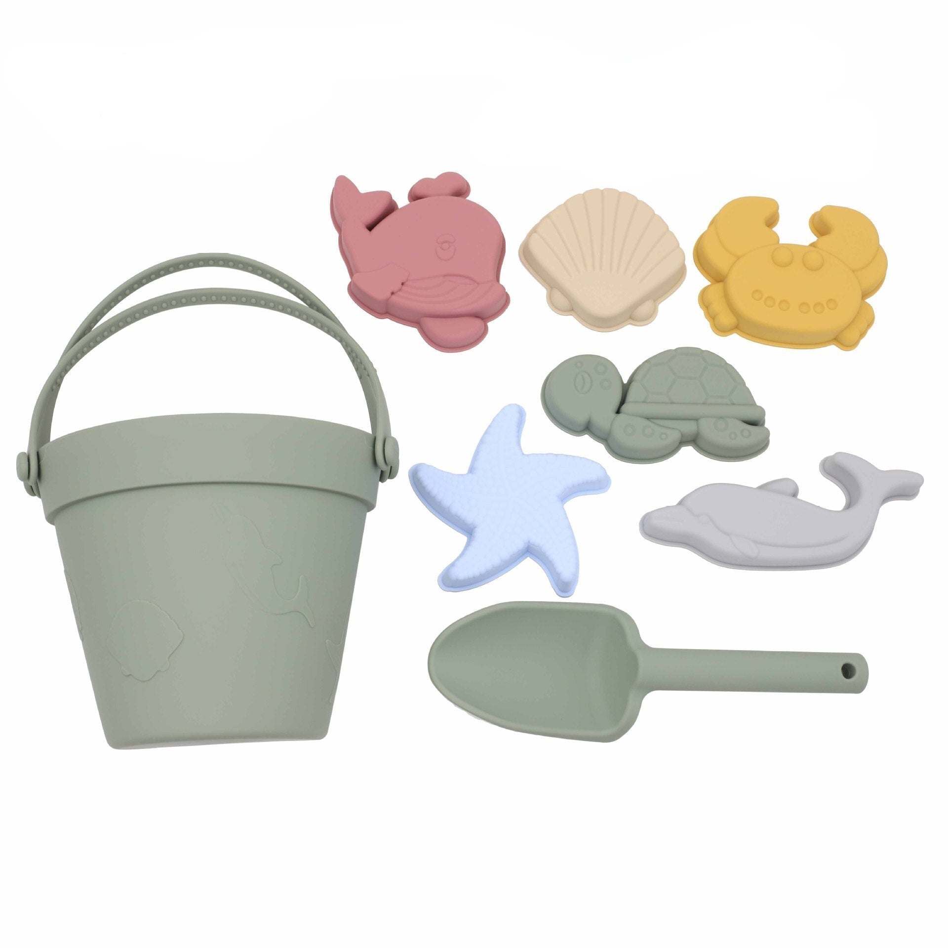 Jouets de Seau de Plage pour Enfants – Silicone, 6 Moules 3D Océan, Pliable | TrioNest™